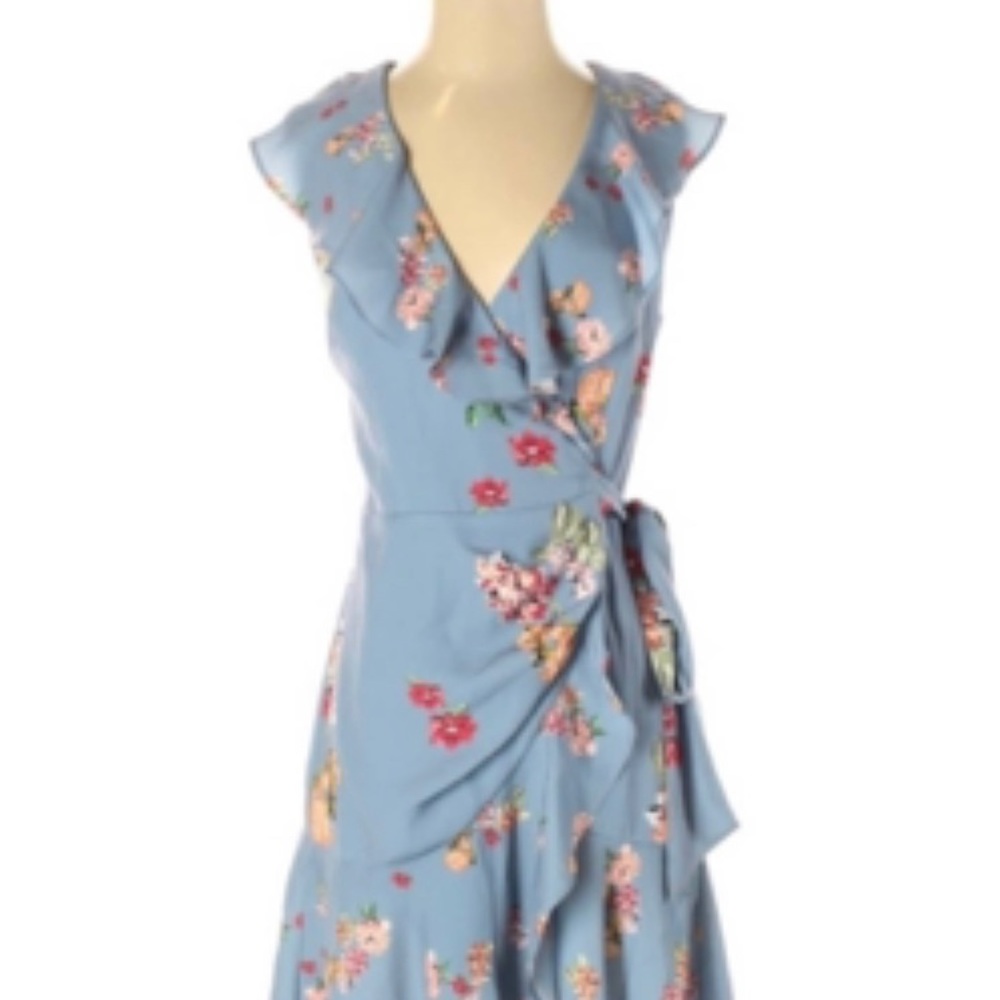 KEEPSAKE The Label EVOLVE Wrap Dress Blue Scatter Floral